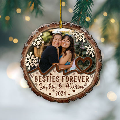 Custom Bestie Photo 2-Layer Wood Ornament