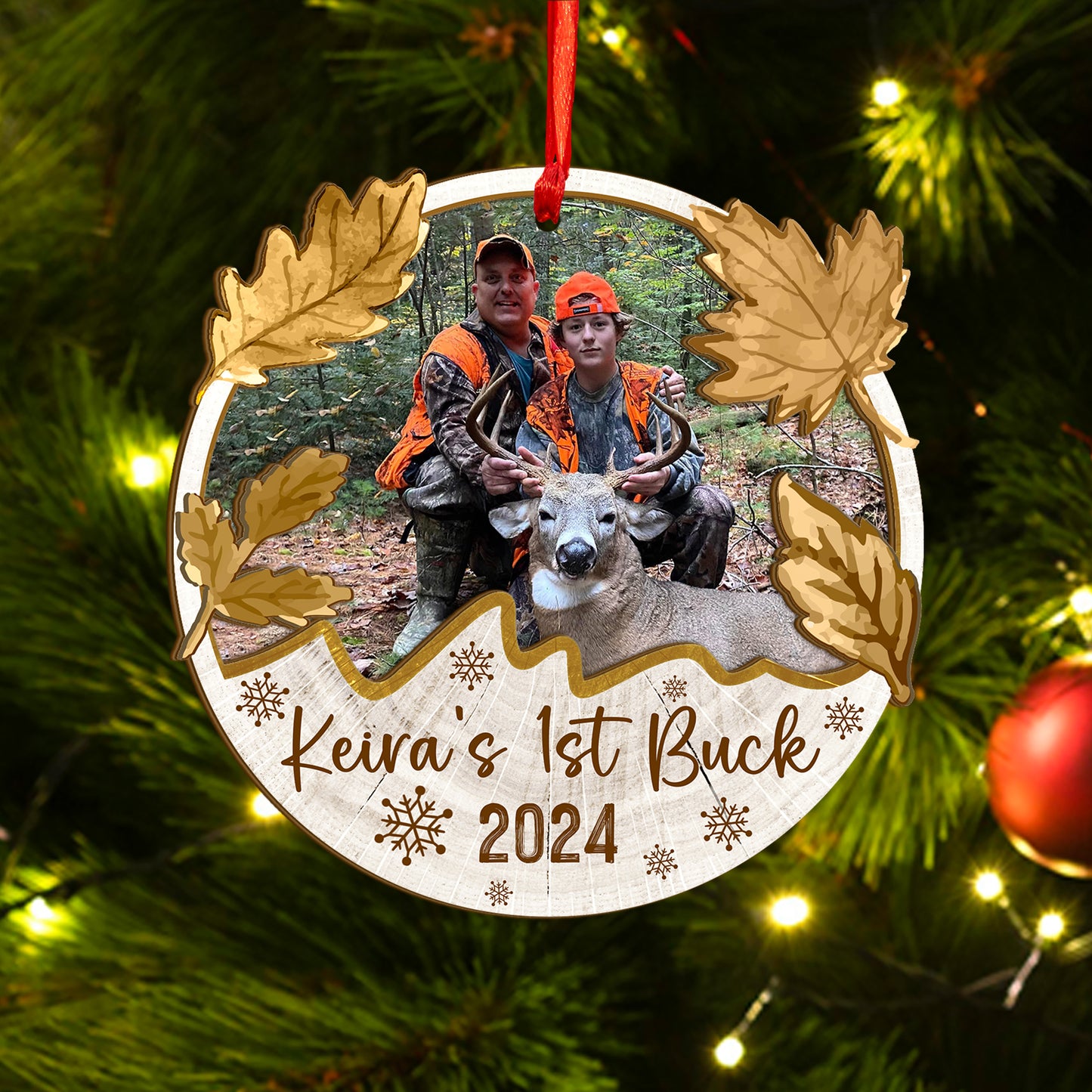 Custom Hunting Photo Wood and Acrylic Ornament