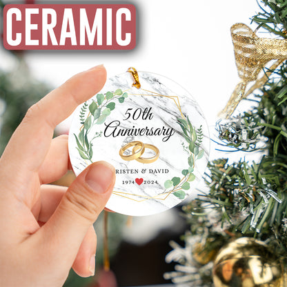 Custom Golden 50th Anniversary Ornament