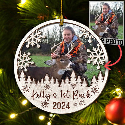 Custom Hunting Photo 2-Layer Wood Ornament