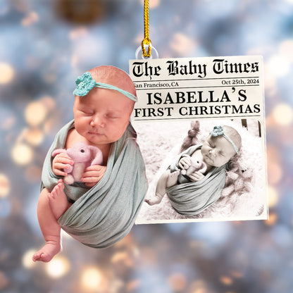 Custom Baby Photo Newspaper Ornament