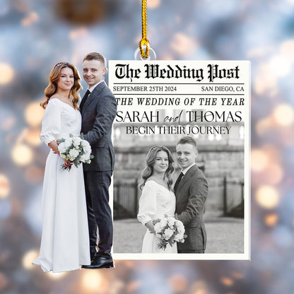 Custom Wedding Photo Newspaper Ornament