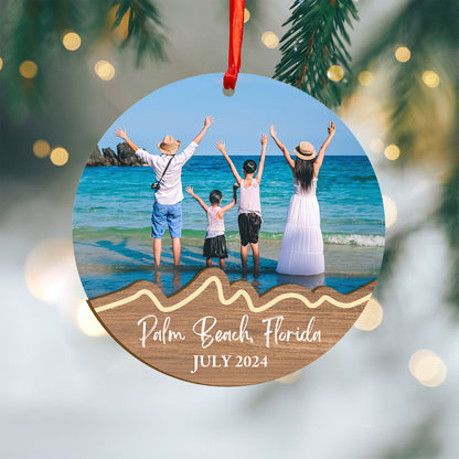 Custom Photo Family Travelling Wood and Acrylic Ornament