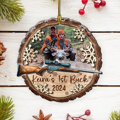 Custom Hunting Photo 2-Layer Wood Slice Ornament