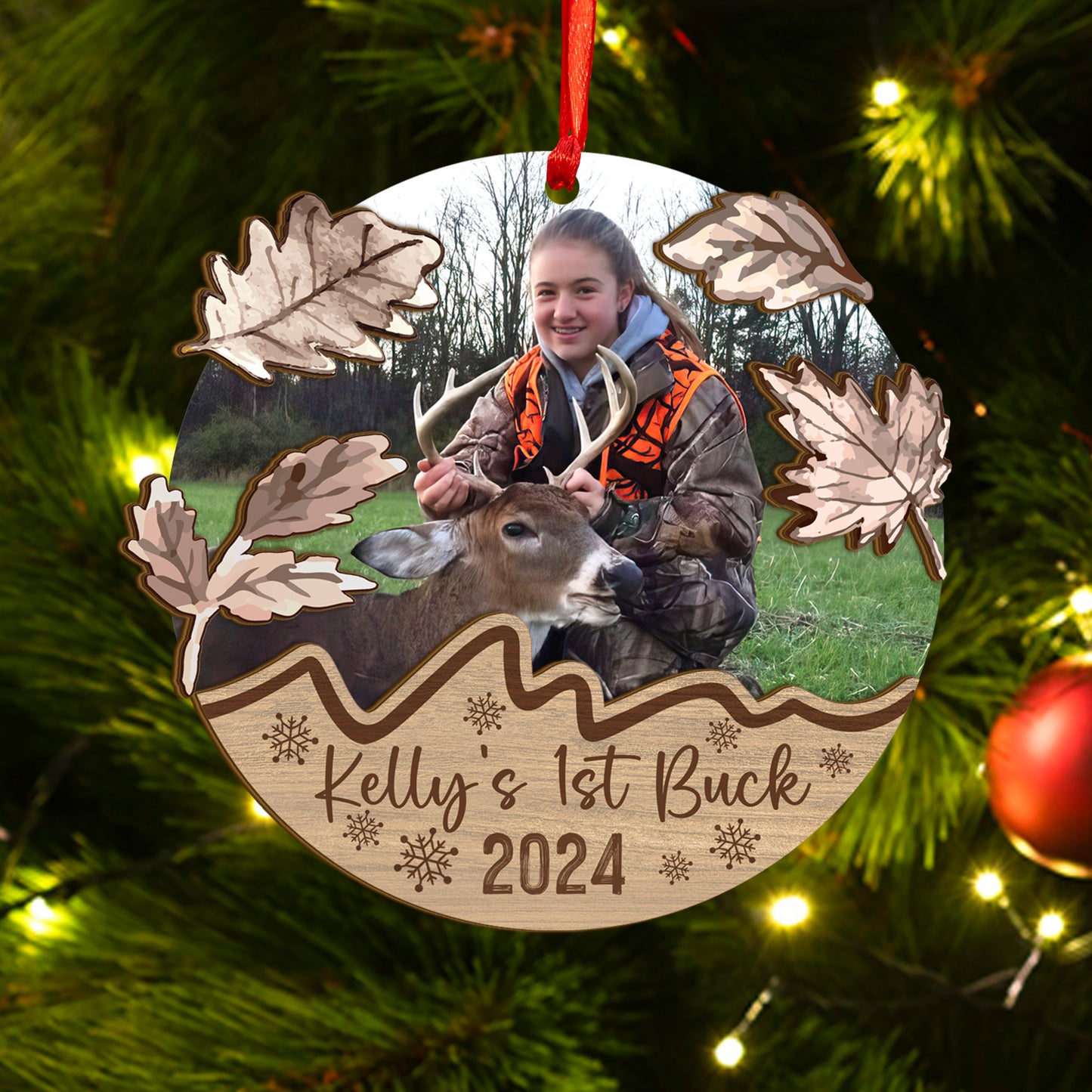 Custom Hunting Photo Wood and Acrylic Ornament