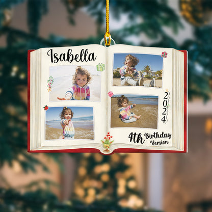 Custom Photo Book Birthday Ornament