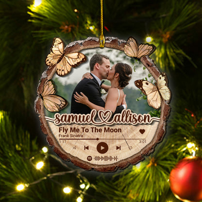 Custom Wedding Song Photo 2-Layer Wood Ornament