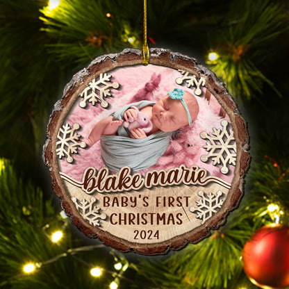 Custom Baby Photo 2-Layer Wood Ornament