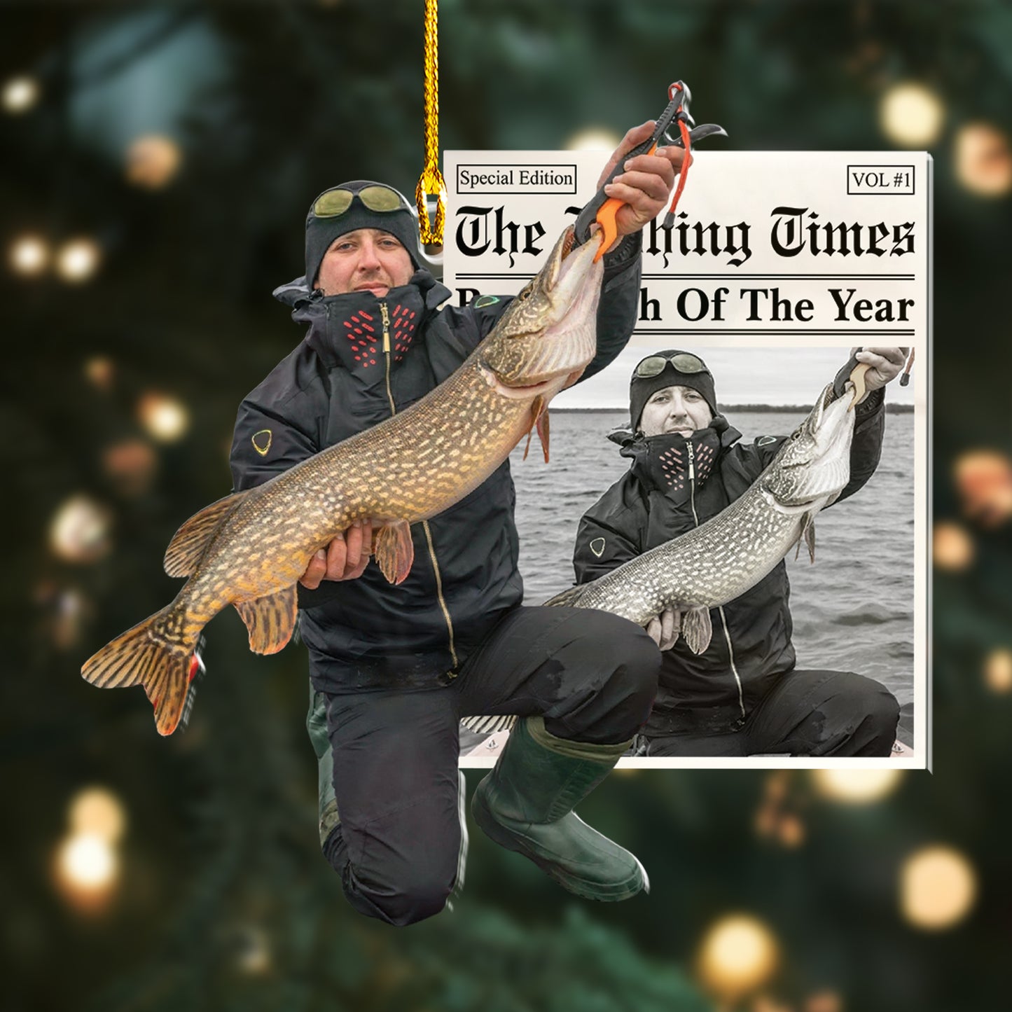 Custom Fishing Photo Newspaper Ornament