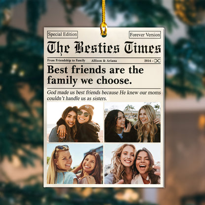 Custom Besties Photo Newspaper Ornament