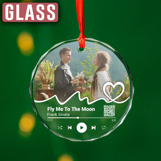 Custom Couple Song Photo QR Code Ornament