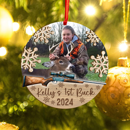 Custom Hunting Photo Borderless Wood and Acrylic Ornament