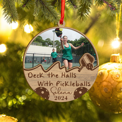 Custom Pickleball Photo Wood and Acrylic Ornament