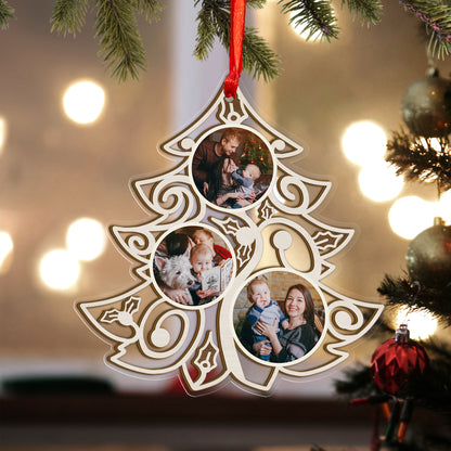 Custom Photos Family Tree Wood and Acrylic Ornament