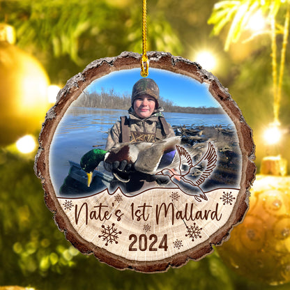 Custom Hunting Mallard Photo Wood Ornament