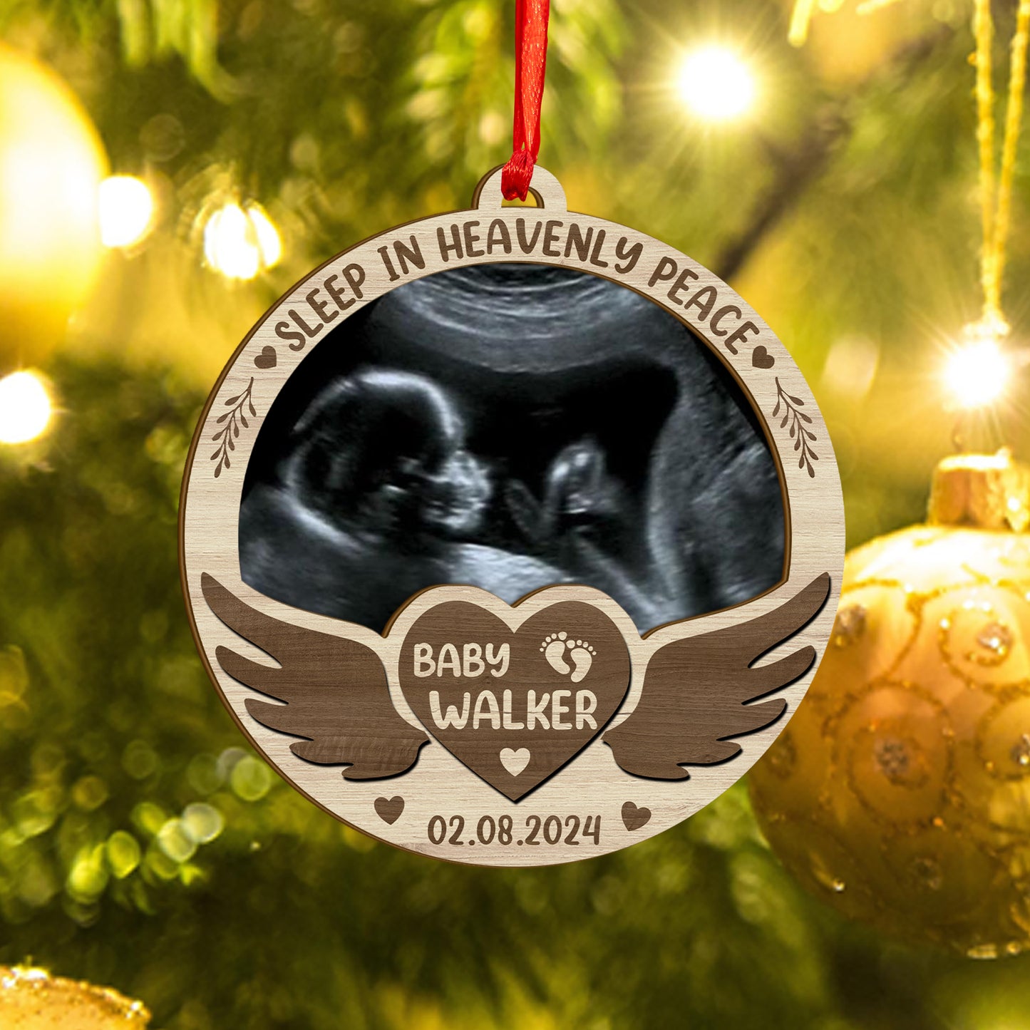 Custom Ultrasound Photo Wood and Acrylic Ornament