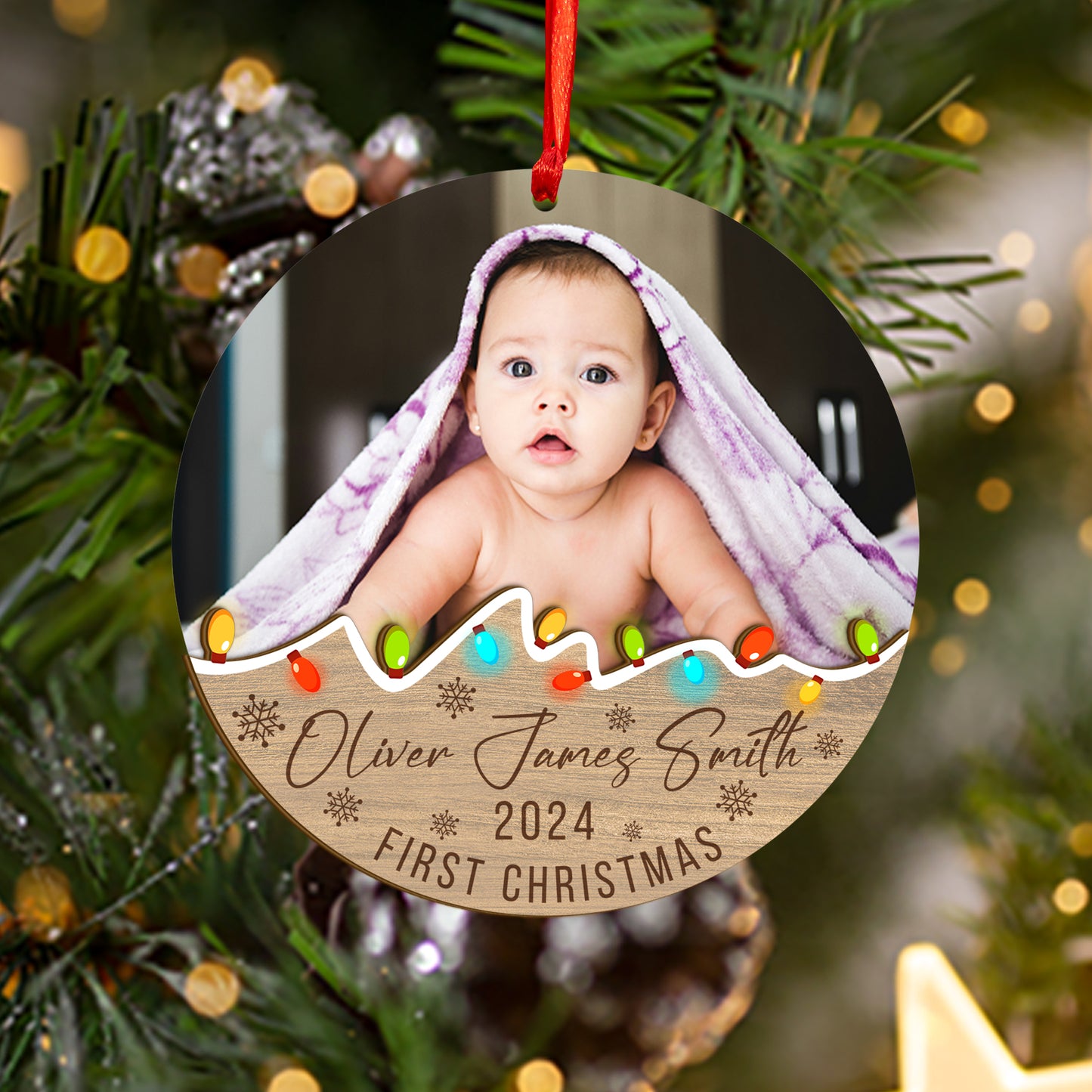 Custom Baby Photo Wood and Acrylic Ornament