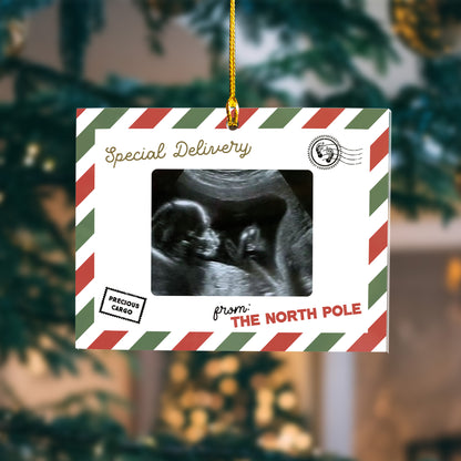 Custom Baby Ultrasound Photo Santa Letter Ornament