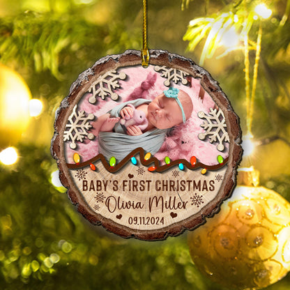 Custom Baby Photo 2-Layer Wood Ornament