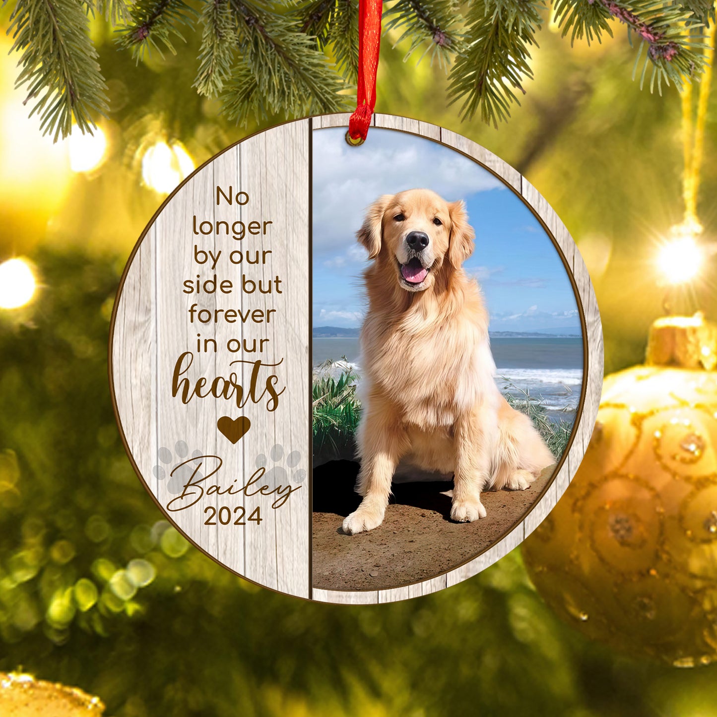 Custom Photo Memorial Dog Wood and Acrylic Ornament