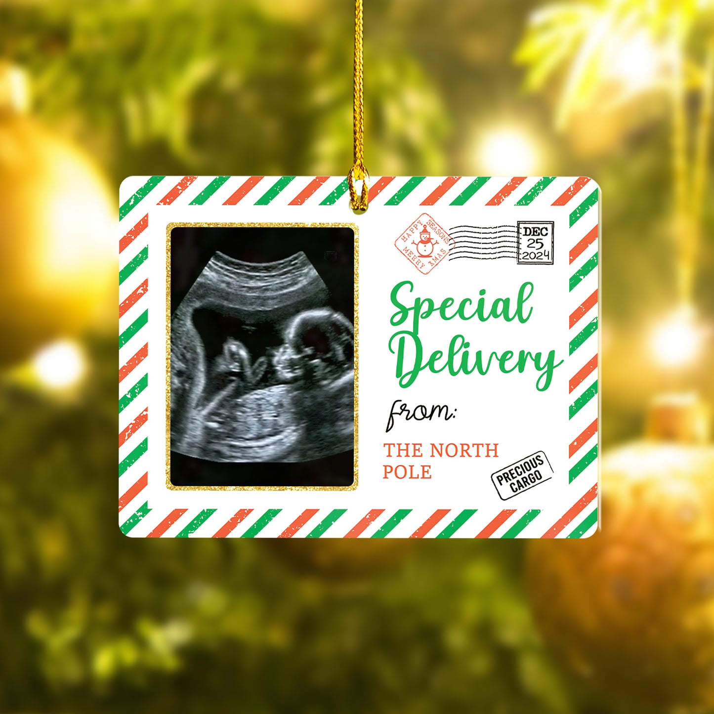 Custom Special Delivery Sonogram Christmas Ornament