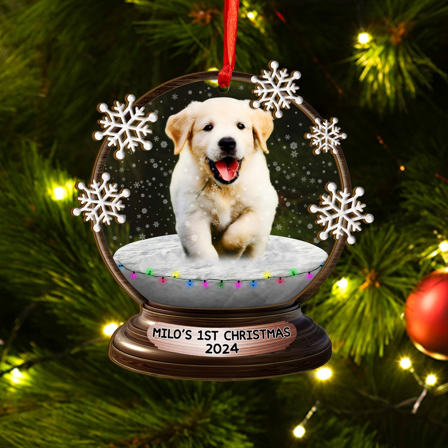 Custom Memorial Dog Photo Wood and Acrylic Ornament