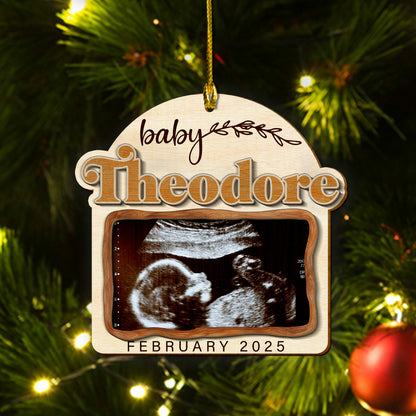 Custom Photo Ultrasound Baby 2-Layer Wood Ornament