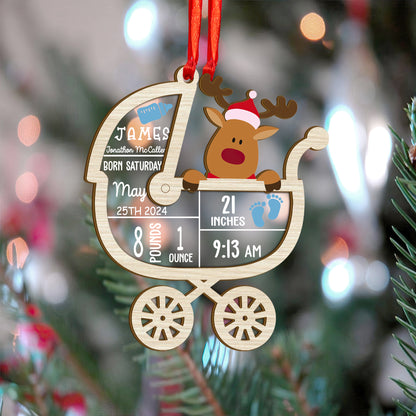 Custom Baby Stats Wood and Acrylic Ornament