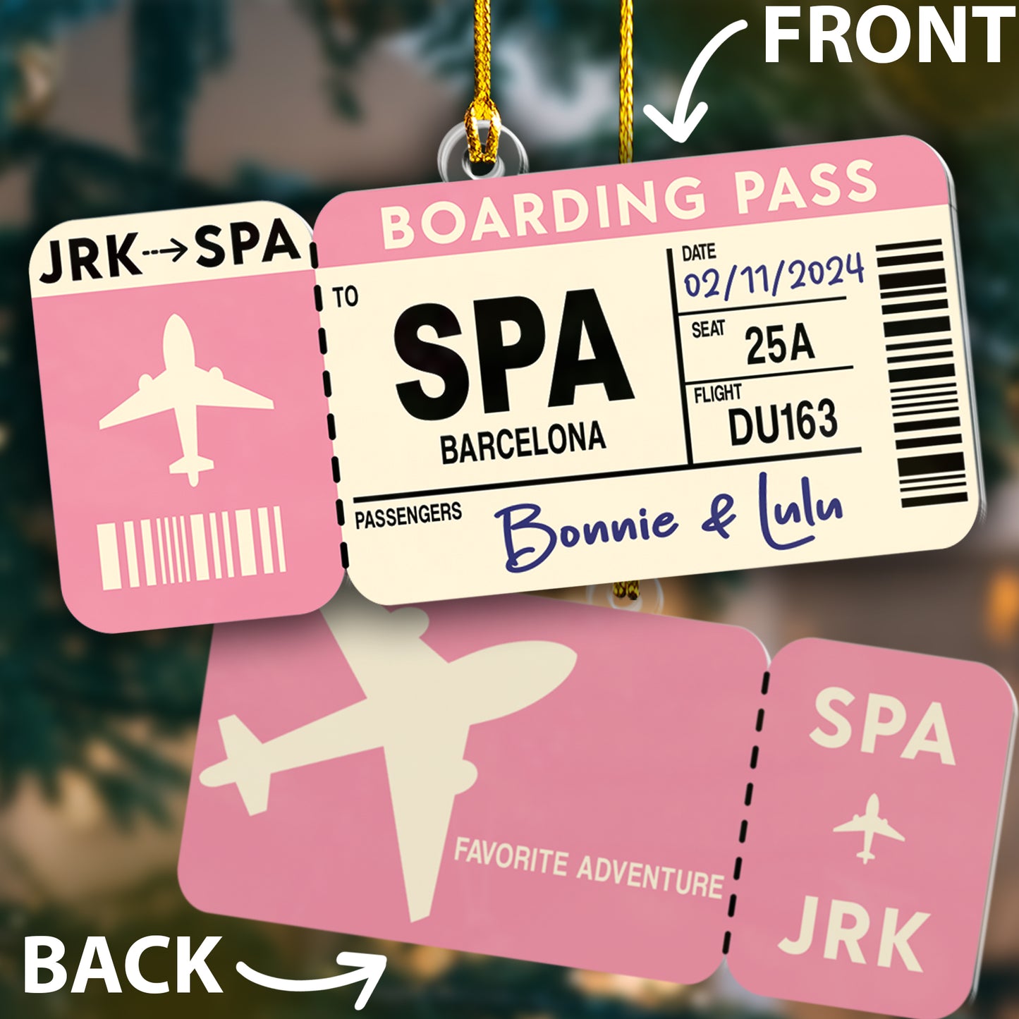 Custom 2-Sides Boarding Pass Ornament