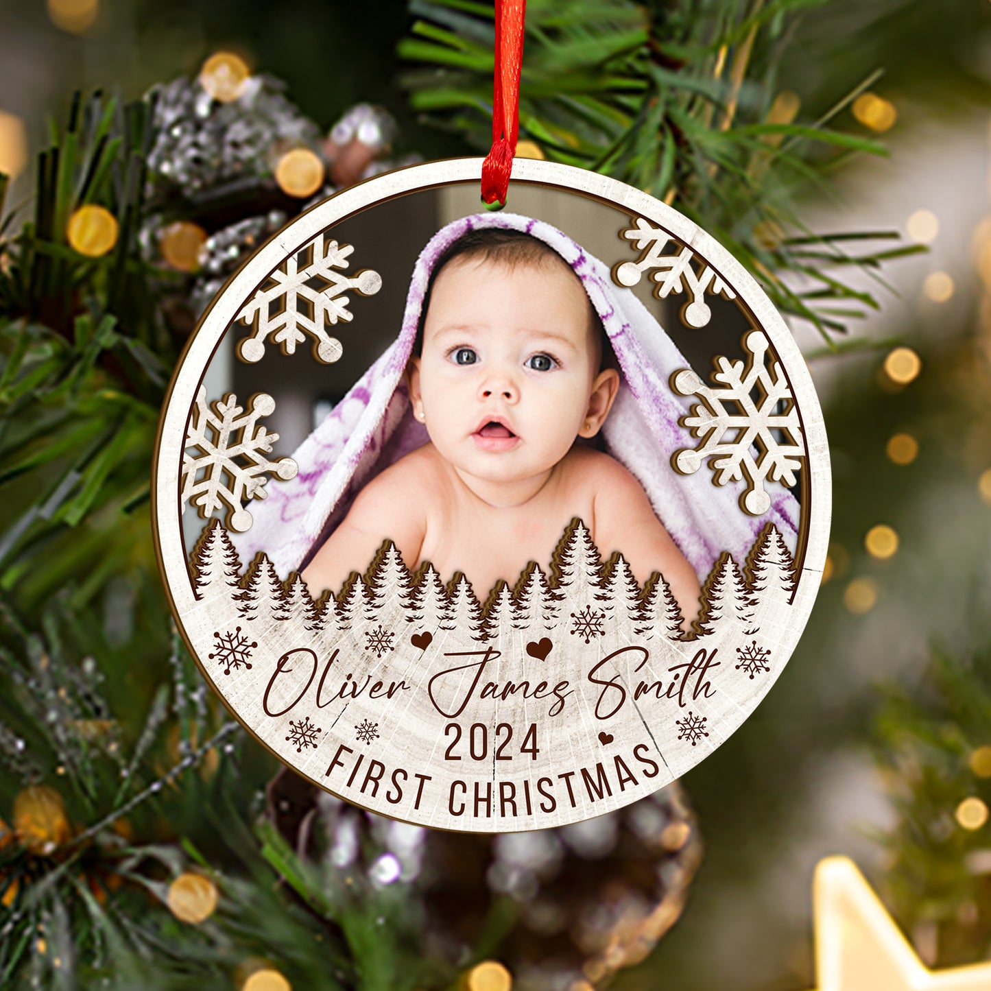 Custom Baby Photo Wood and Acrylic Ornament