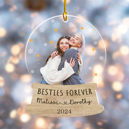 Custom Besties Photo Snowball Ornament