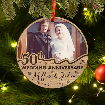 Custom 50th Wedding Anniversary Wood and Acrylic Ornament