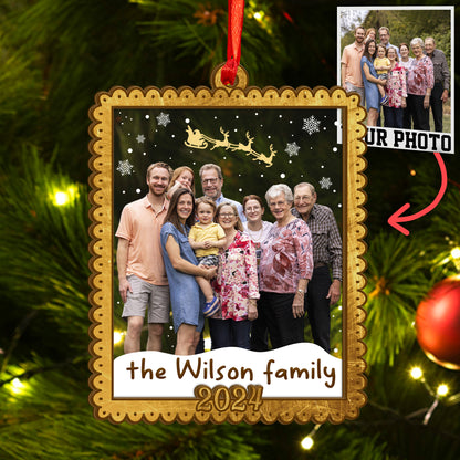 Custom Family Photo Wood and Acrylic Ornament