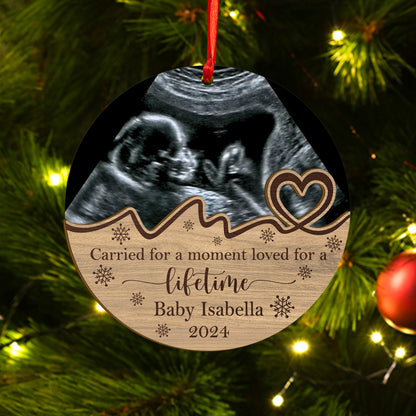 Custom Ultrasound Memorial Photo Wood and Acrylic Ornament