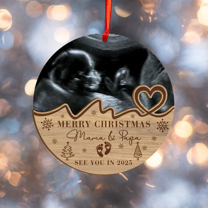 Custom Ultrasound Photo Baby Wood and Acrylic Ornament