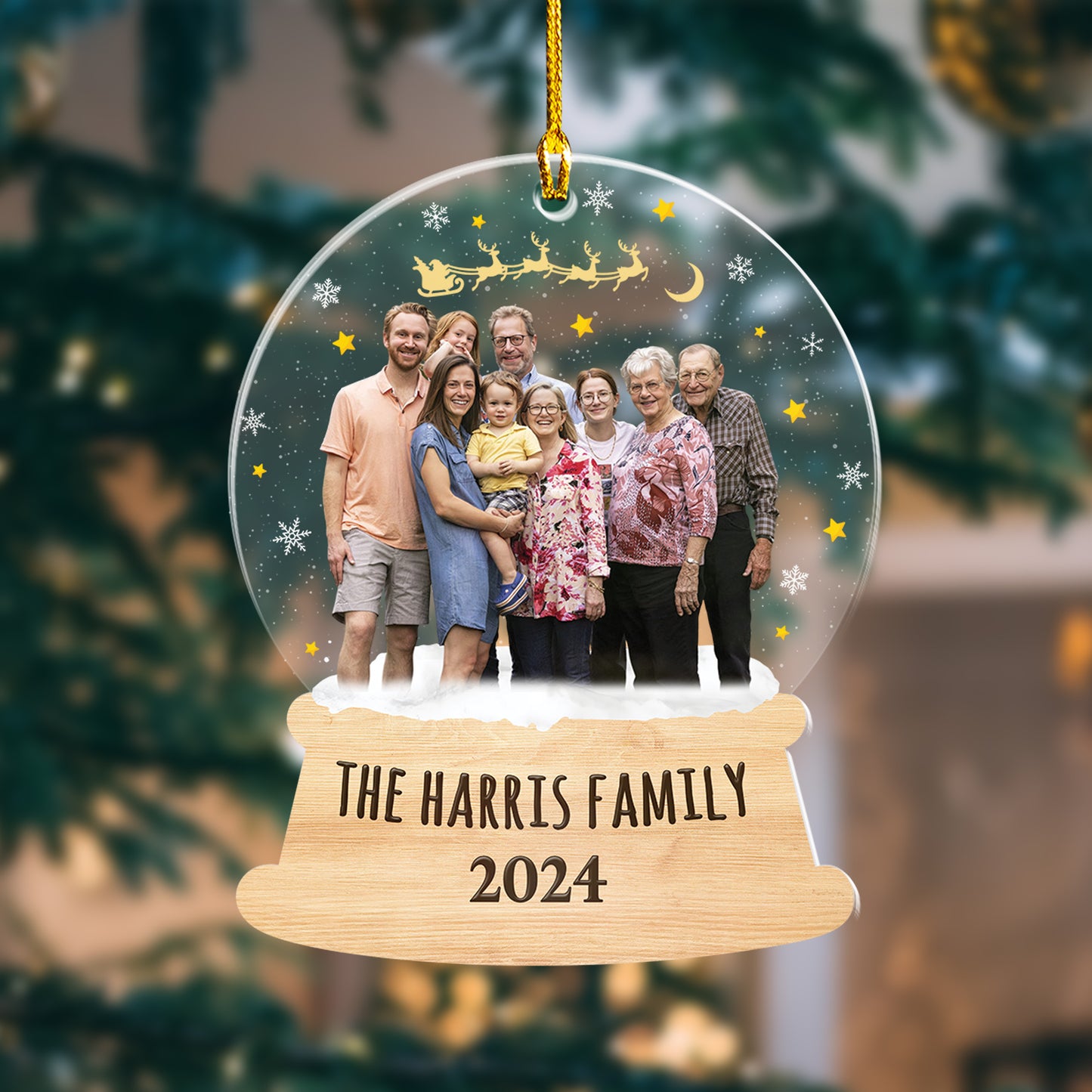 Custom Family Photo Snowball Acrylic Ornament