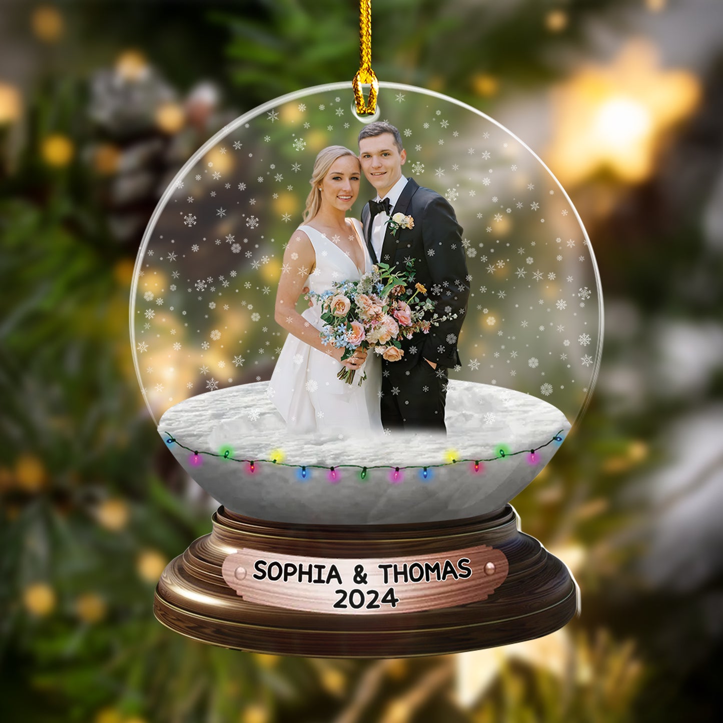 Custom Wedding Photo Snowball Ornament