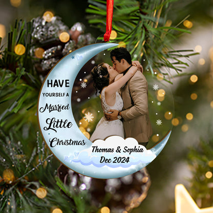 Custom Couple Photo Wood and Acrylic Ornament