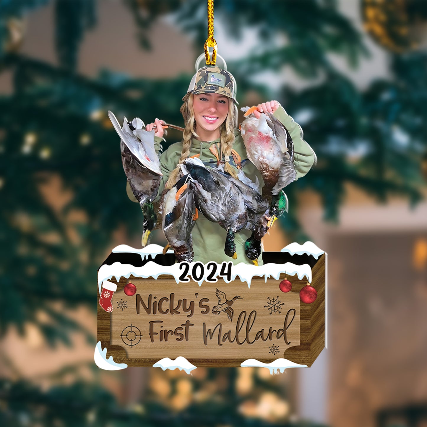 Custom Mallard Hunting Photo Ornament