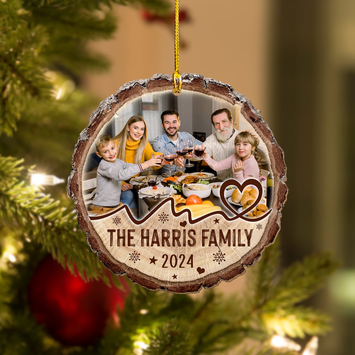 Custom Family Wood Slice Ornament