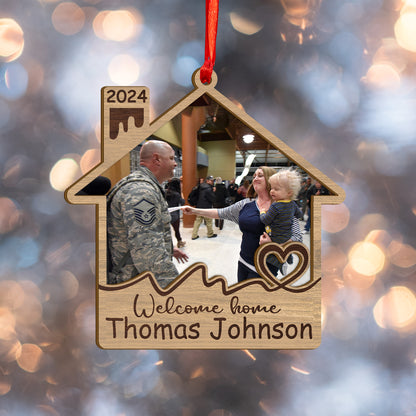 Custom Military Homecoming Photo Wood and Acrylic Ornament