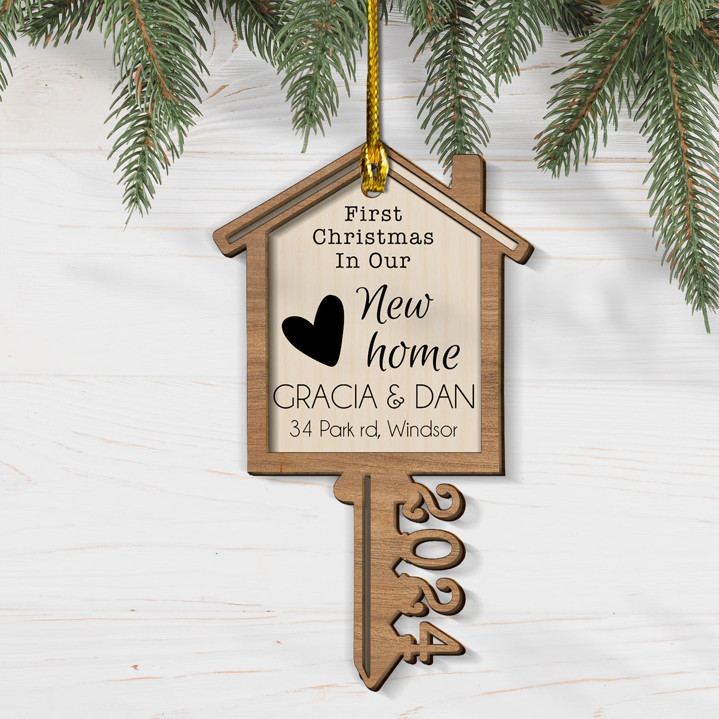 Custom New Home 2024 2-Layers Wood Ornament