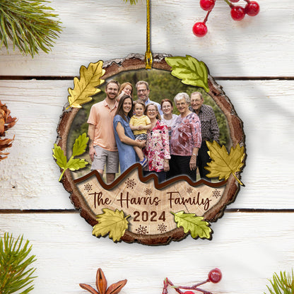 Custom Family Photo 2-Layers Wood Slice Ornament