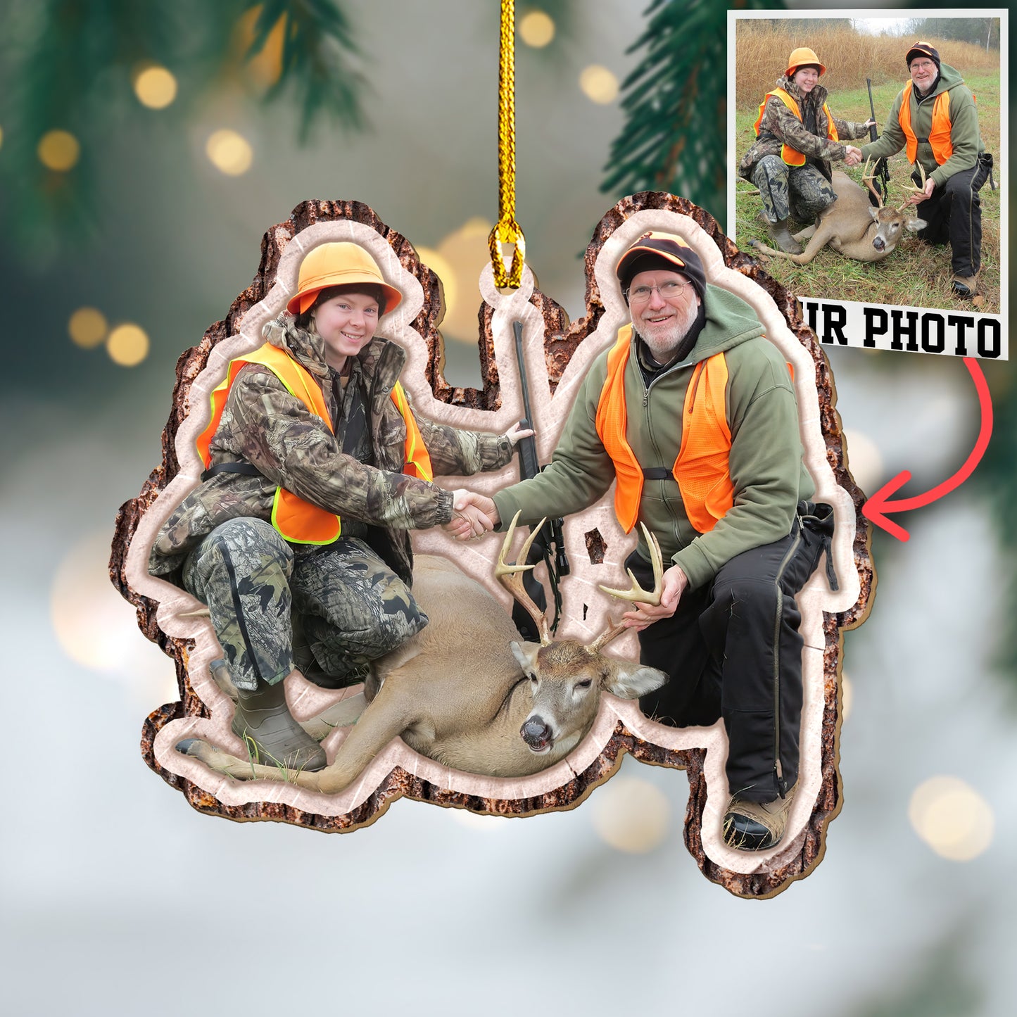 Custom Hunting Photo Wood Ornament