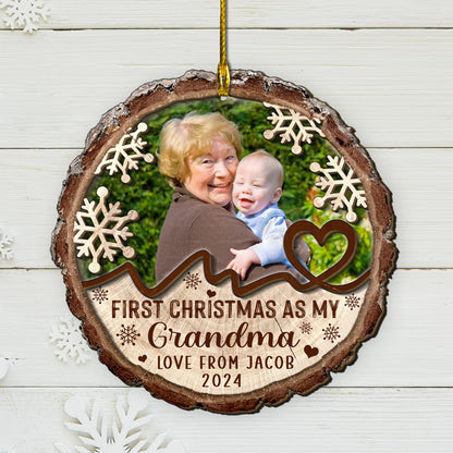 Custom Grandma Photo 2-Layer Wood Ornament