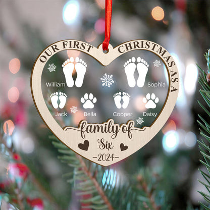 Custom Family Members Names Wood and Acrylic Ornament