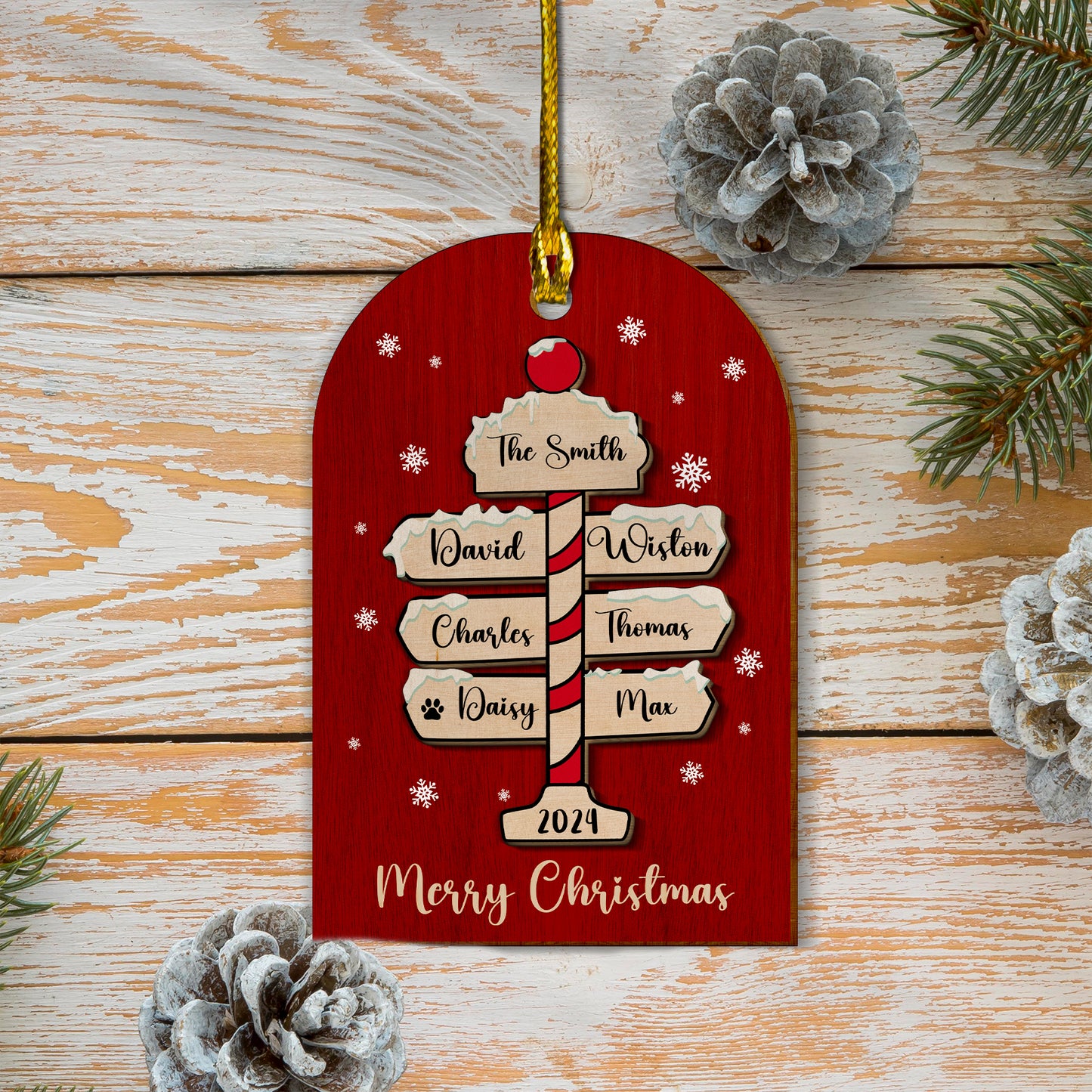 Custom Family Names 2-Layer Wood Ornament