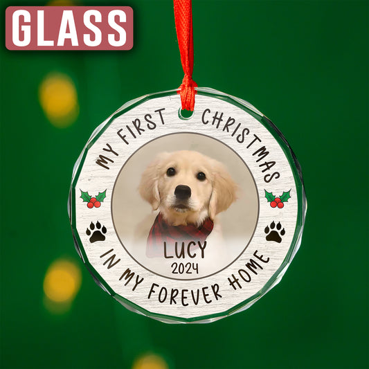 Custom Photo Dog First Christmas Ornament