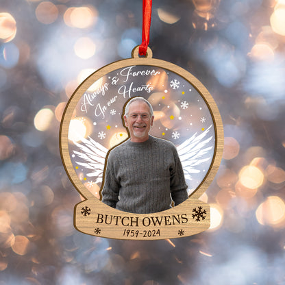 Custom Memorial Photo Wood and Acrylic Ornament