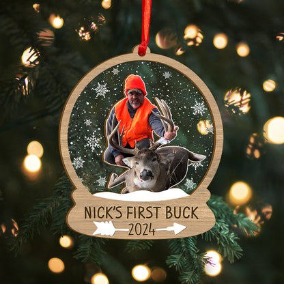 Custom Hunting Photo Snowball Wood and Acrylic Ornament